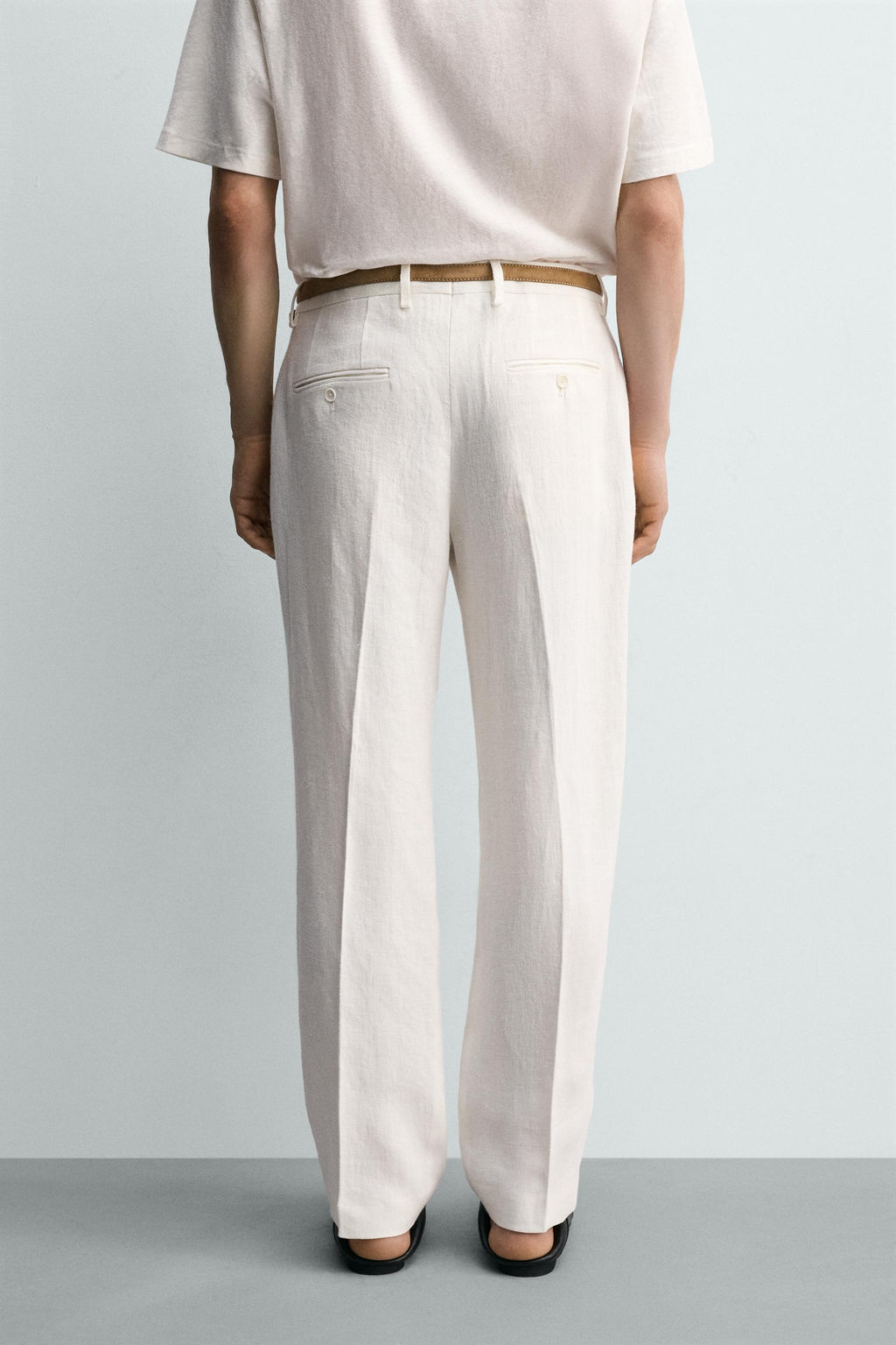 PANTAL?N PLIEGUES TRAJE 100% LINO / Blanco - Zara фото 3
