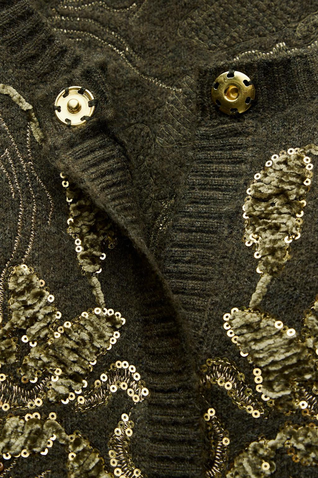 COMBINED KNIT CARDIGAN WITH SEQUINS - Zara фото 3