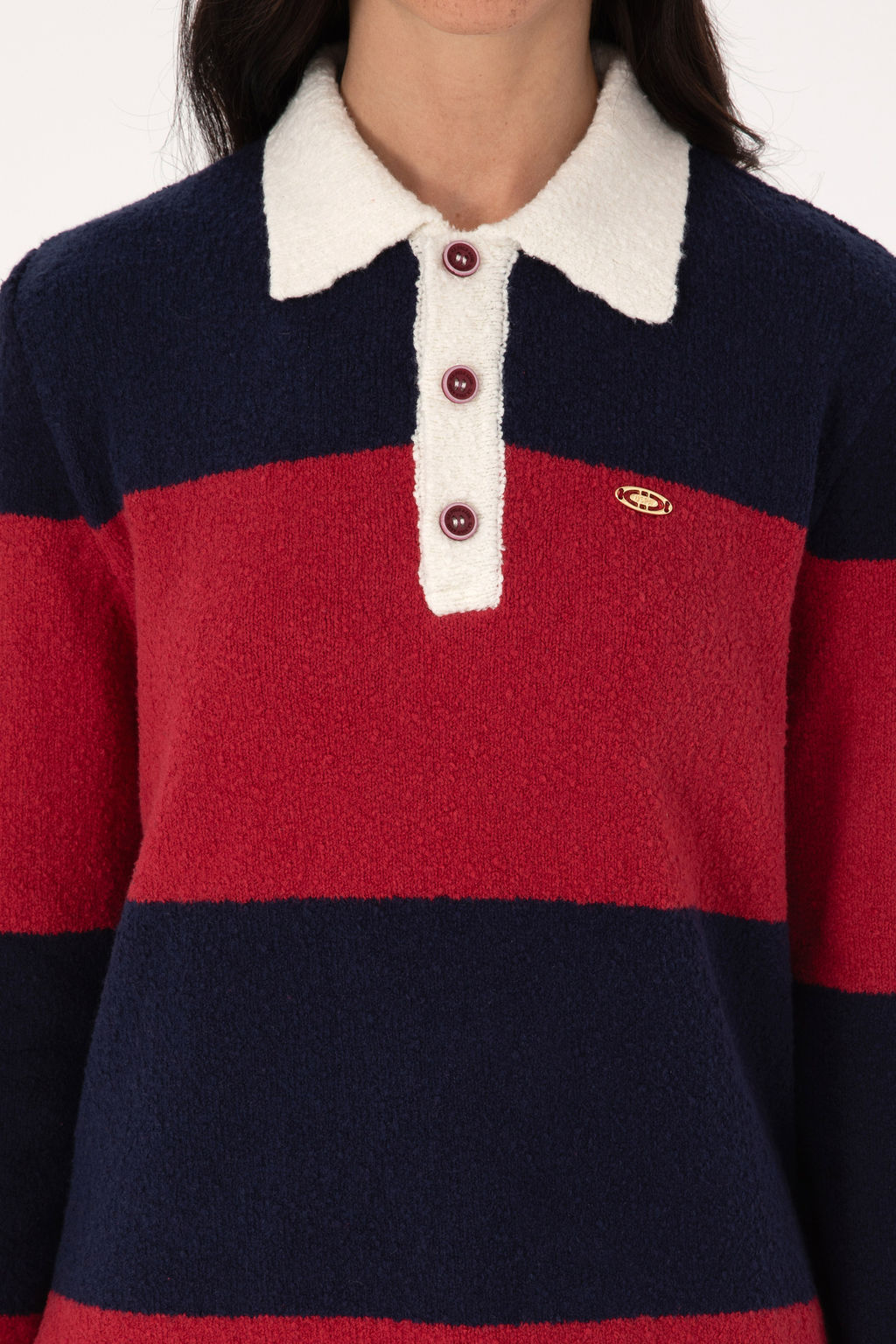 KadДn Bordo Polo Yaka Kazak