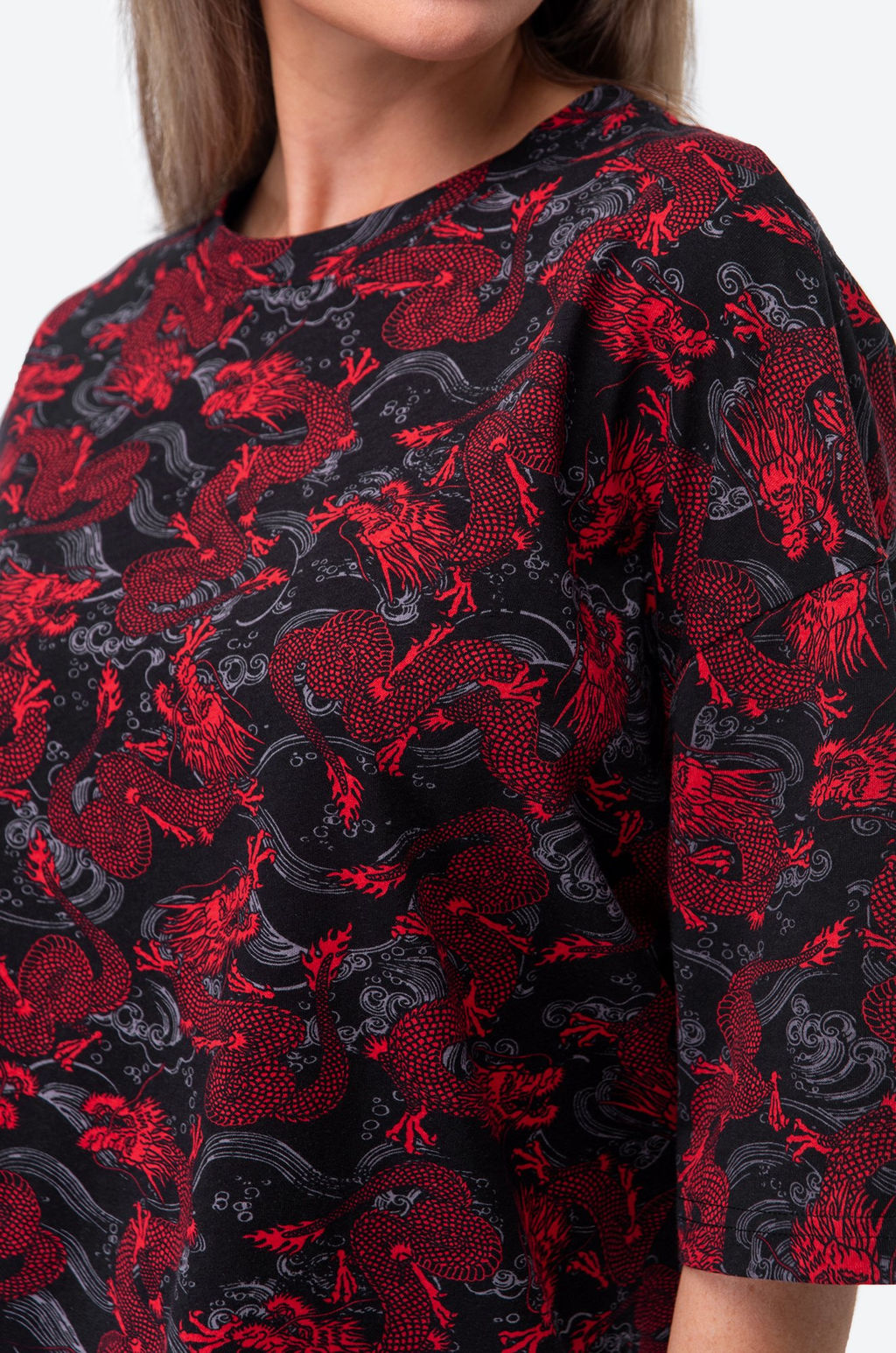 Футболка унисекс оверсайз с принтом дракон Happy Fox  фото 4