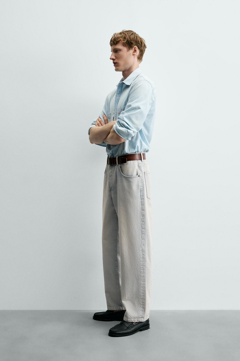 JEANS BAGGY CROPPED FIT / Azul claro - Zara фото 4