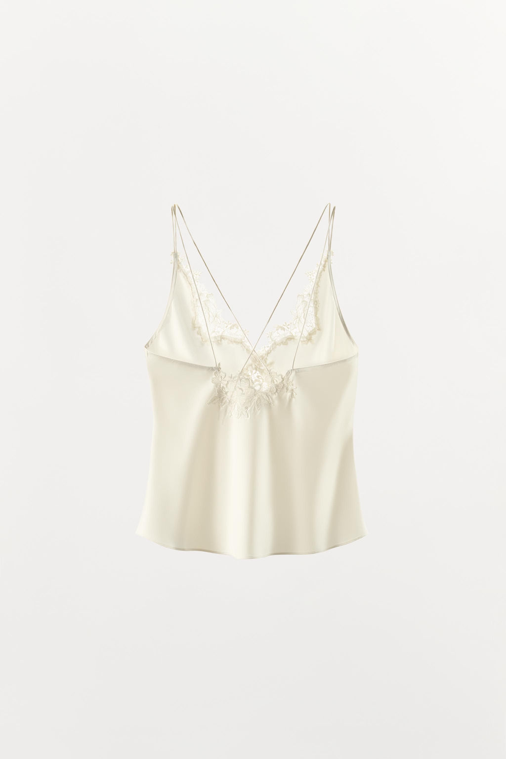 TOP SATINADO ENCAJE TIRAS CRUZADAS / Crudo - Zara фото 9