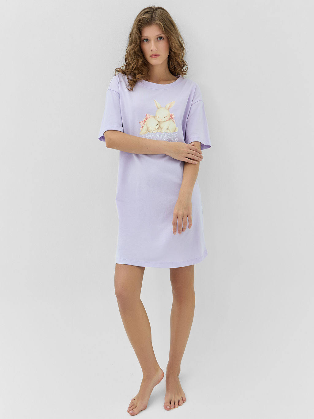 Сорочка ночная женская лиловая с принтом - Mark formelle фото 5
