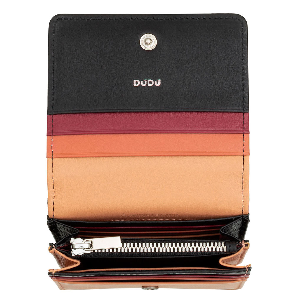 Итальянский кожаный кошелек DuDu серии Flores | черно-розовый - Dudubags фото 5