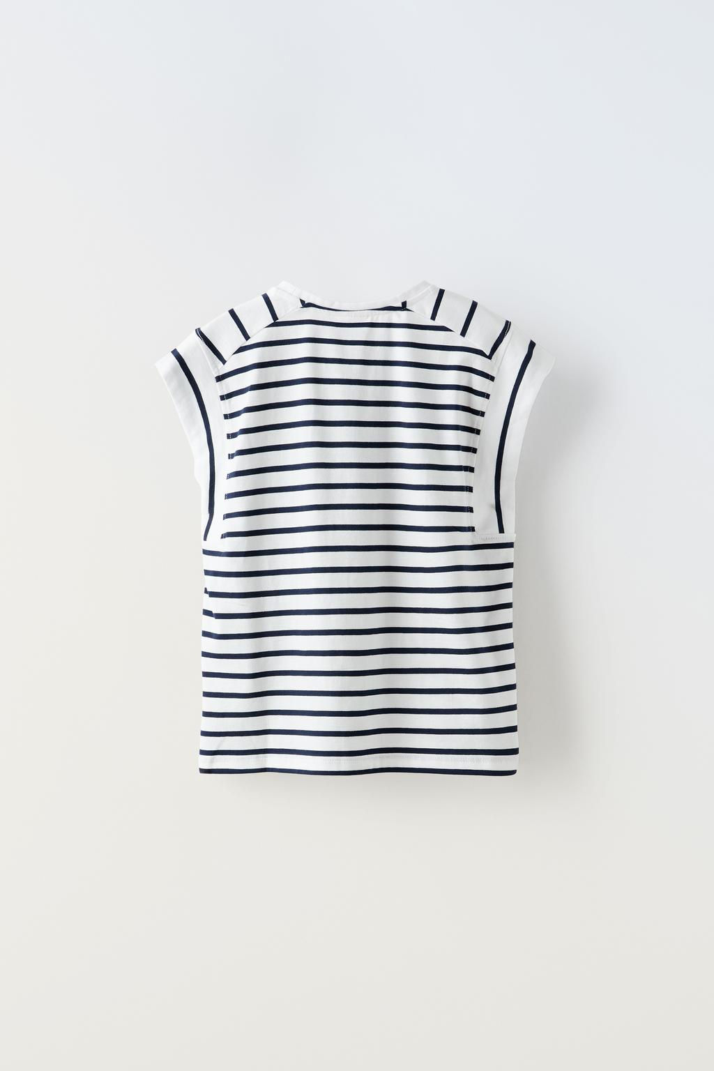 STRIPED T-SHIRT WITH TAB - Zara фото 2