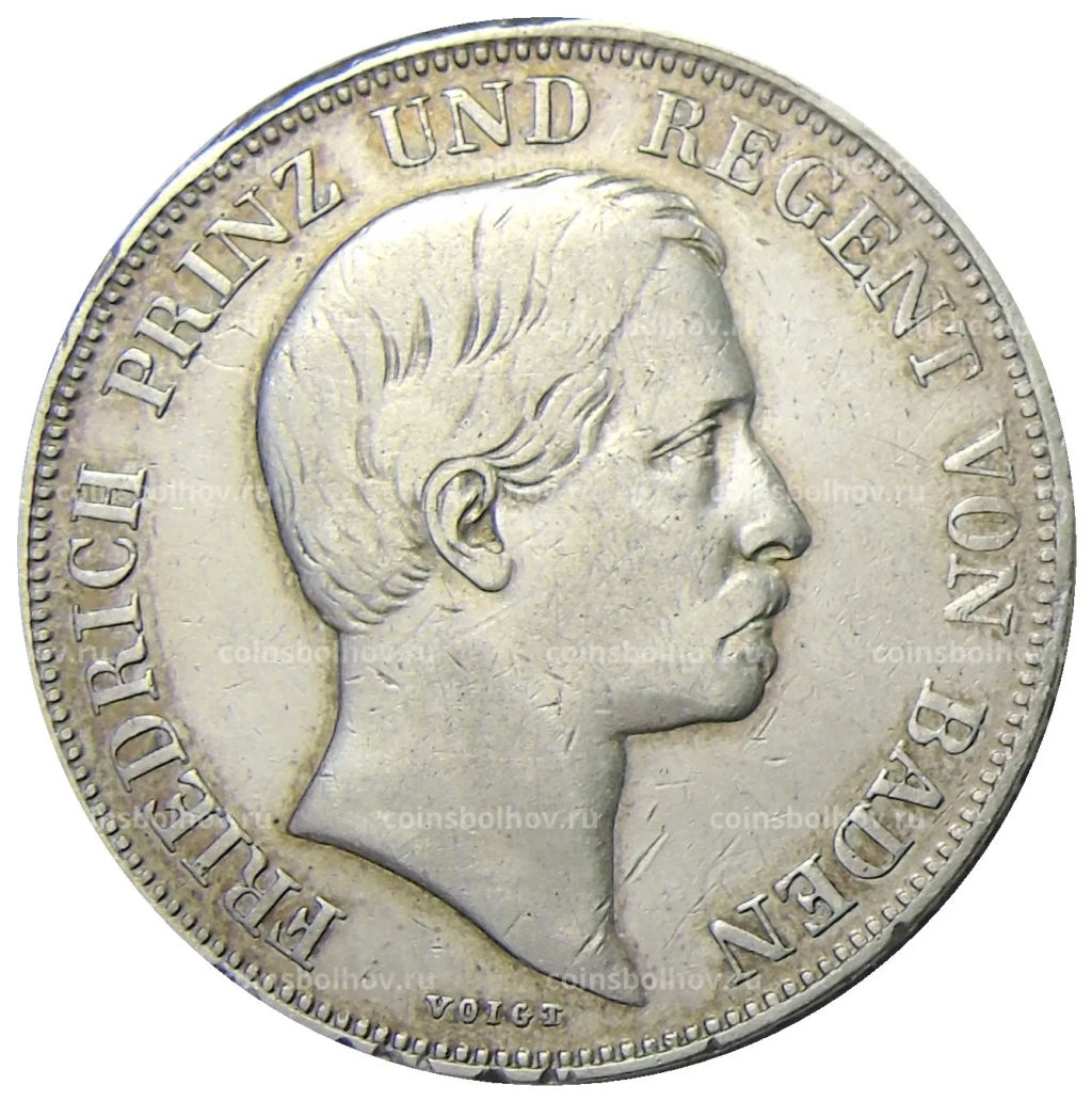 1 гульден 1856 года Германские государства  Баден