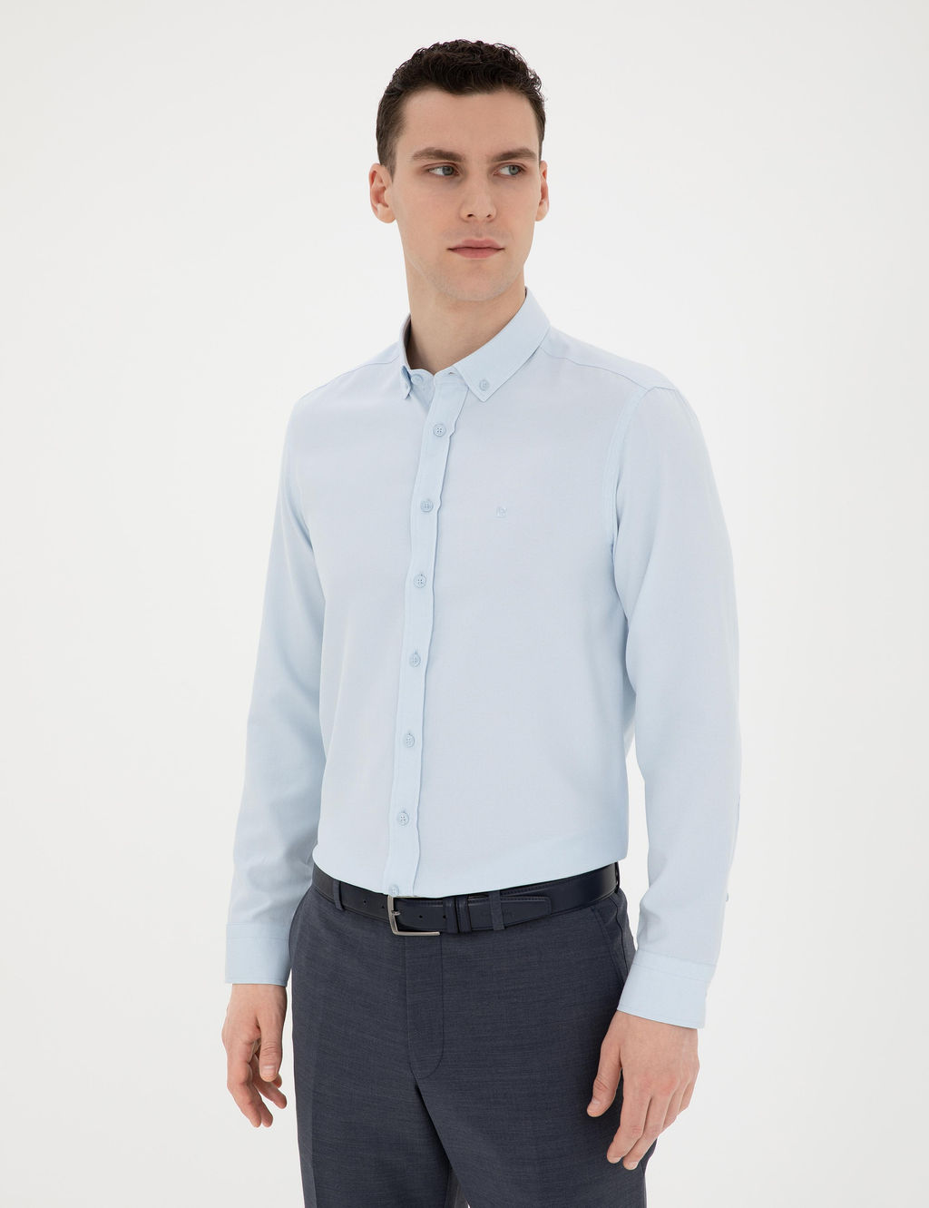 Рубашка Pierre Cardin Oxford Slim Fit светло-голубая