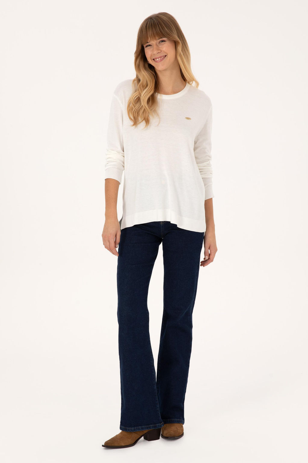 Kad_n Ekru Bisiklet Yaka Basic Kazak - U.s. polo assn фото 4