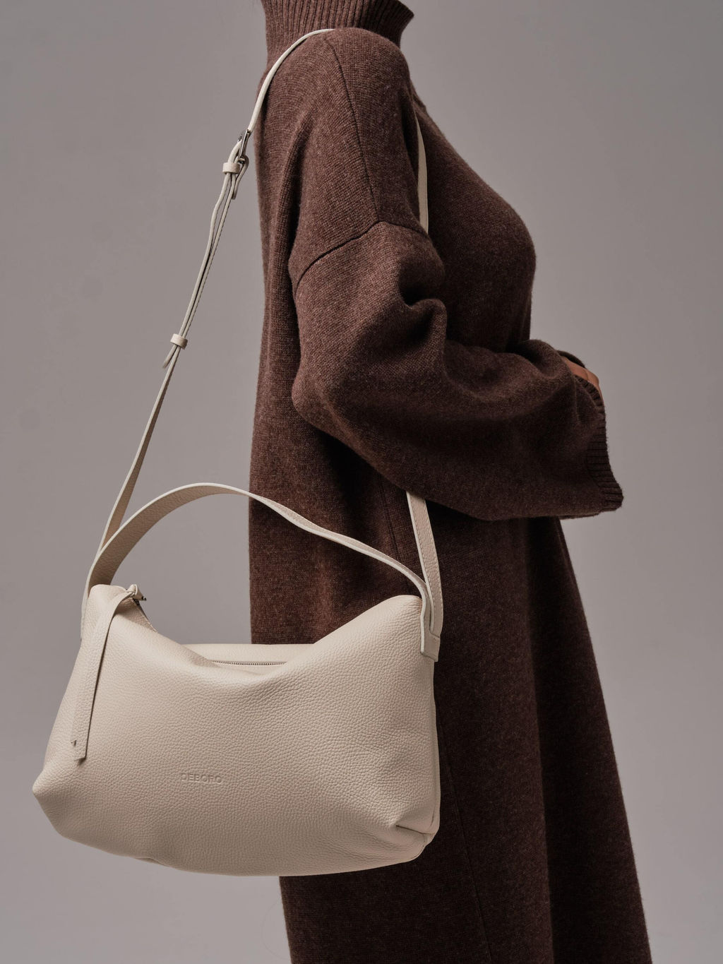 Кожаная сумка Deboro 30963 светлый крем