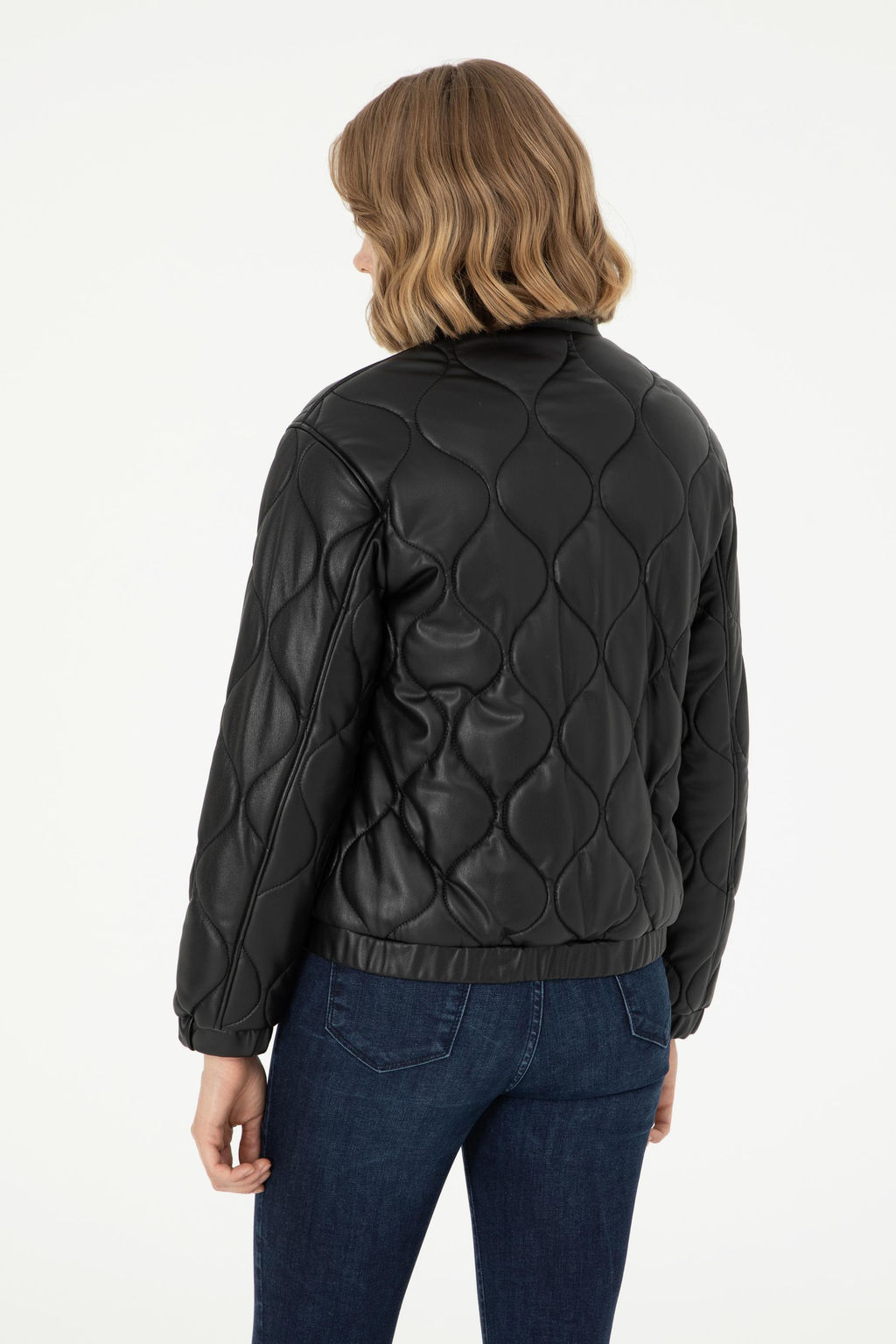 Женская черная кожаная куртка - U.s. polo assn фото 5