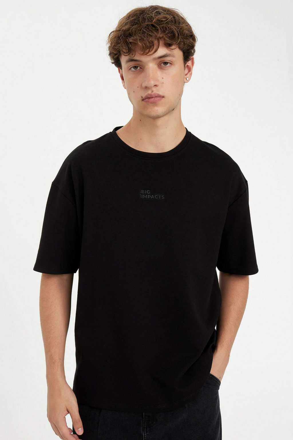 Comfort Regular Fit Rahat Kesim Bisiklet Yaka Ag?r Kumas K?sa Kollu Tisort - Defacto фото 3