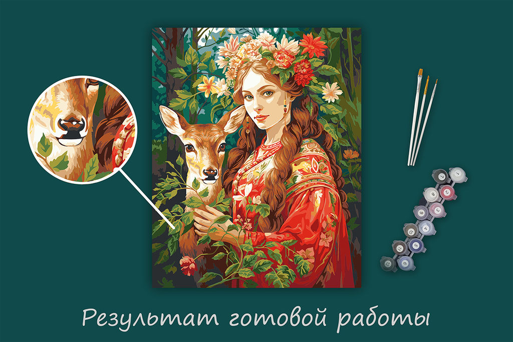 ФРЕЯ PNB/PL-342 Набор для раскрашивания по номерам 50 х 40 см Девушка с оленем