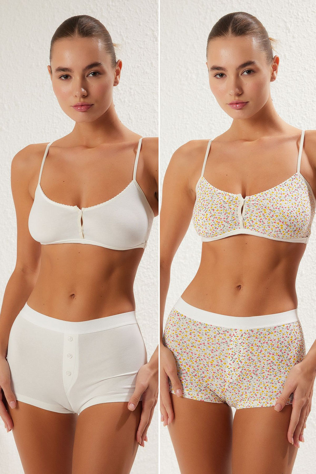 TRENDYOLMILLA Cok Renkli 2li Paket Pamuklu Cicekli Dugme Detayl? Boxer Orme Kulot THMSS25KU00027