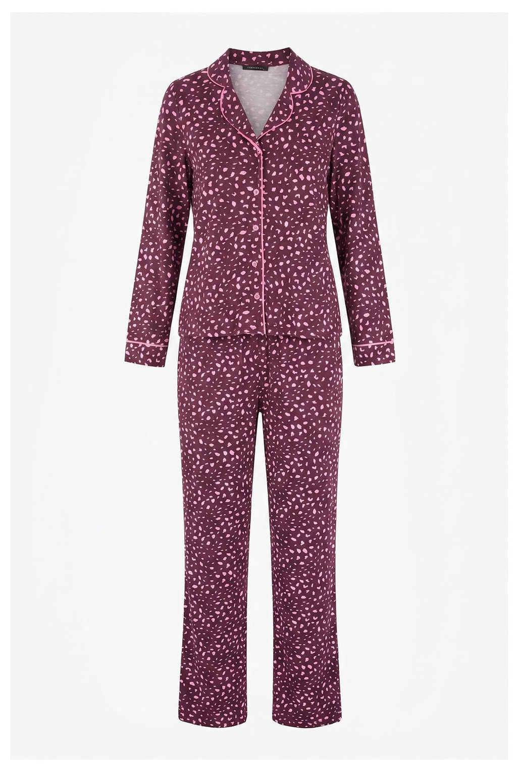 M_rd_m %100 Pamuklu Leopar Desenli G_mlek-Pantolon _rme Pijama Tak_m_ THMAW21PT0489