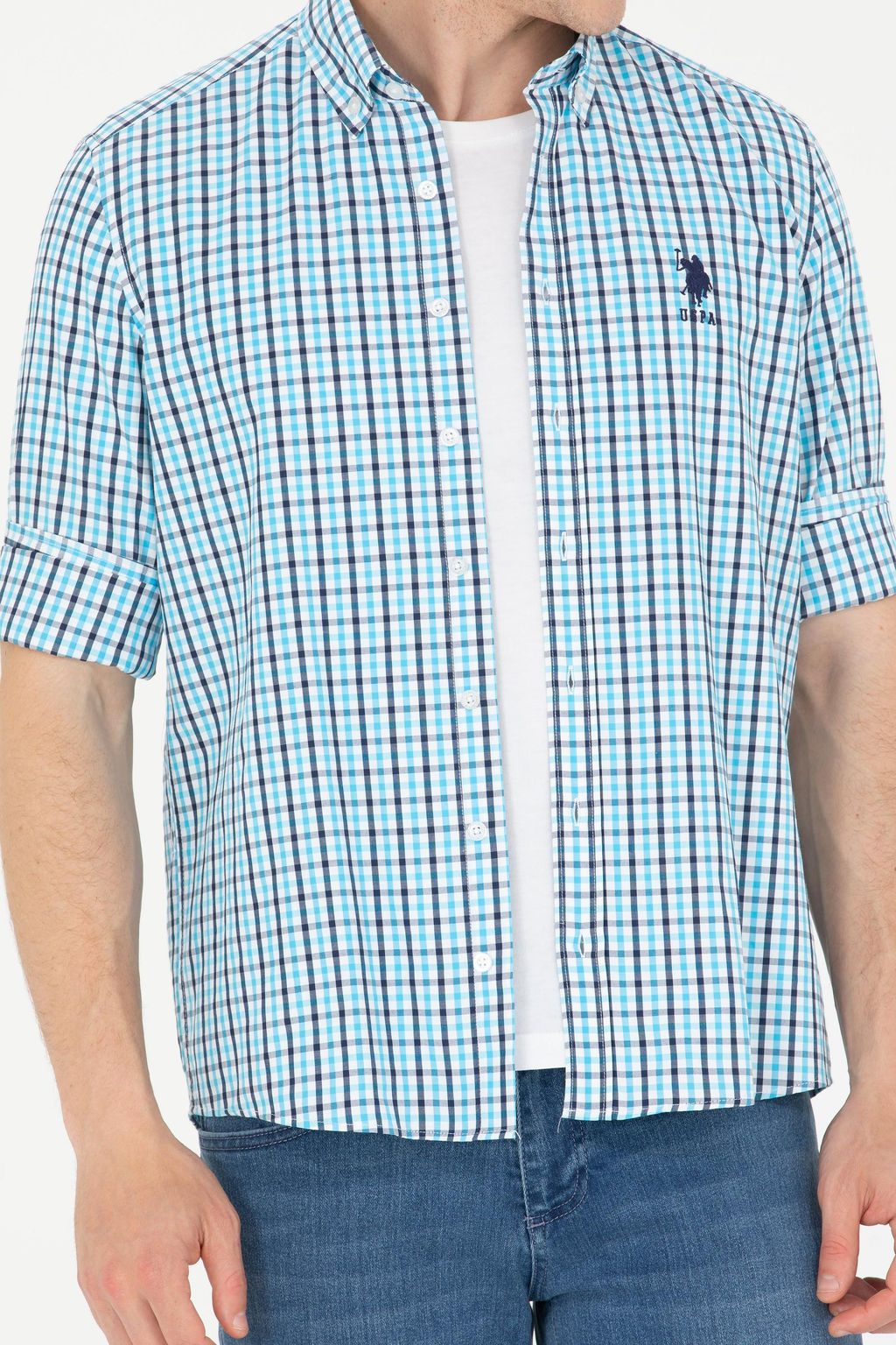 U. S. Polo Assn Erkek Kareli Turkuaz G_mlek Sepette S_rpriz _ndirim - U.s. polo assn фото 6