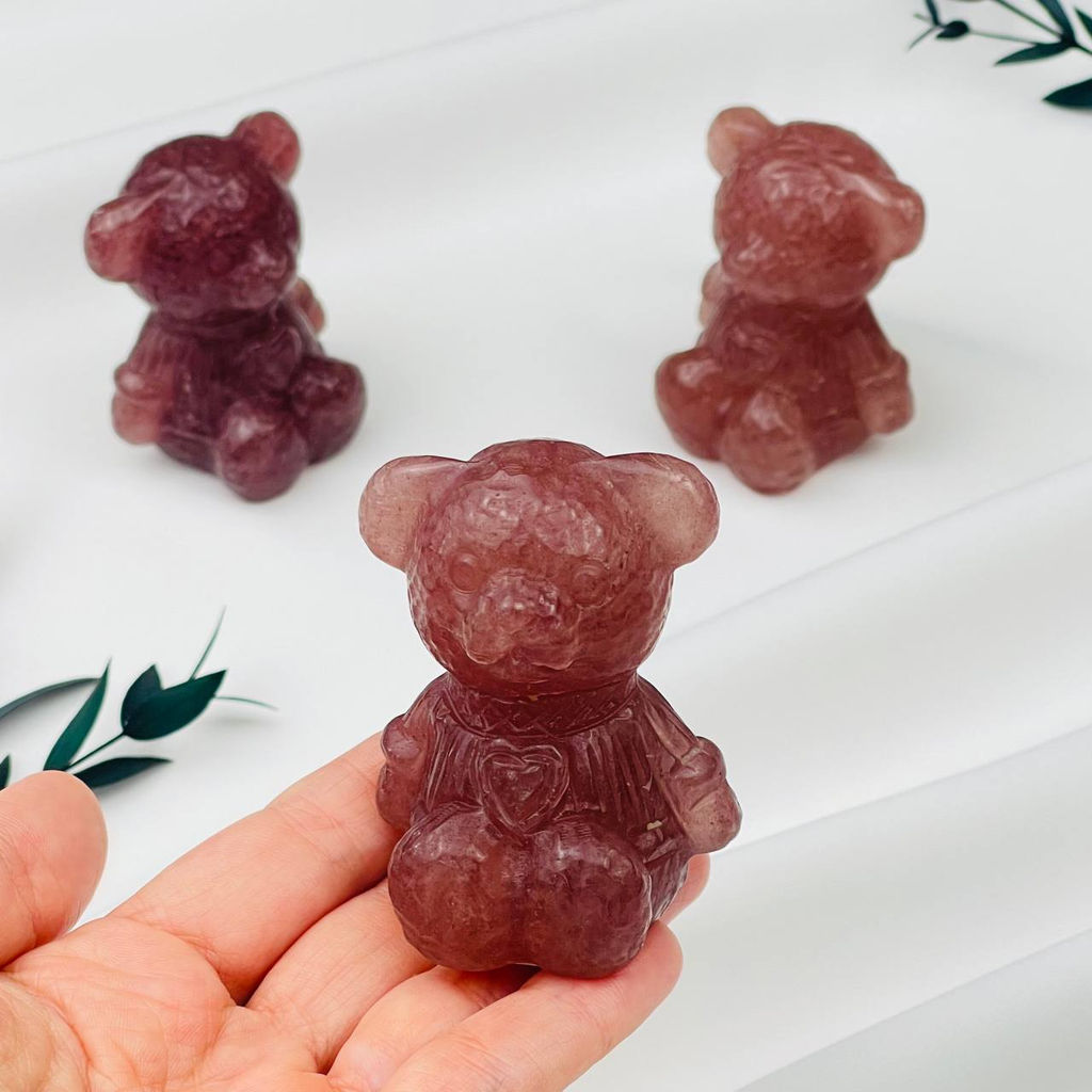 Фигурка Мишка из Клубничного кварца