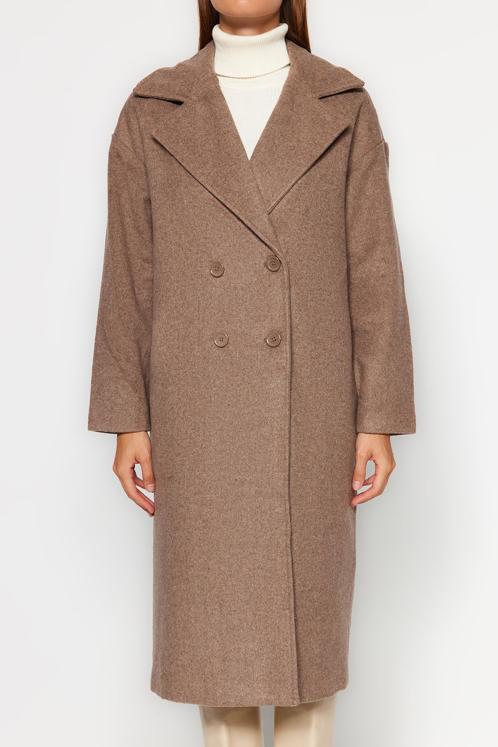 Vizon Oversize Genis Kesim Uzun Yunlu Kase Kaban TWOAW21KB0038