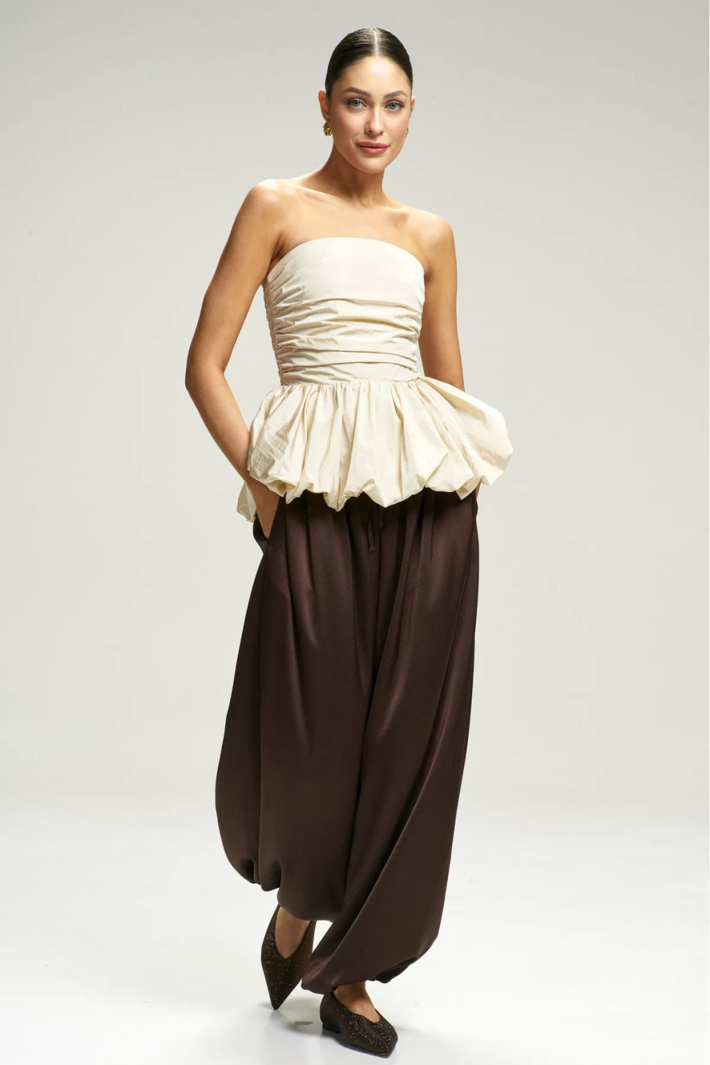 Топ-корсет с баской Ivory