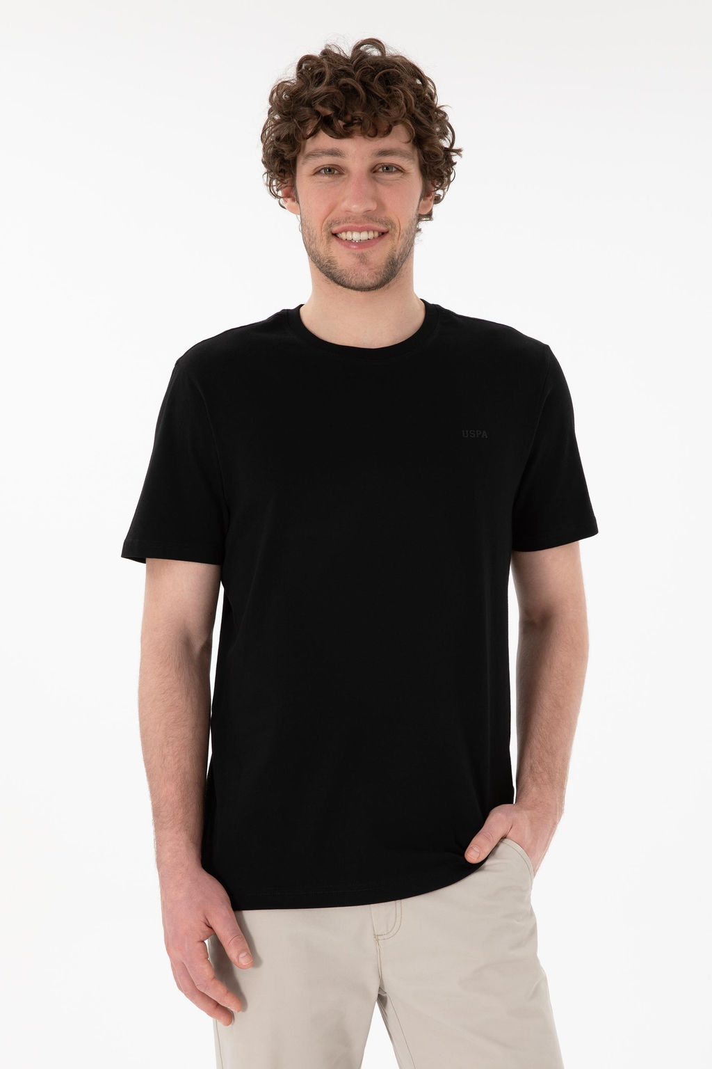Erkek Regular Fit Bisiklet Yaka Siyah Basic Ti__rt Sepette S_rpriz _ndirim