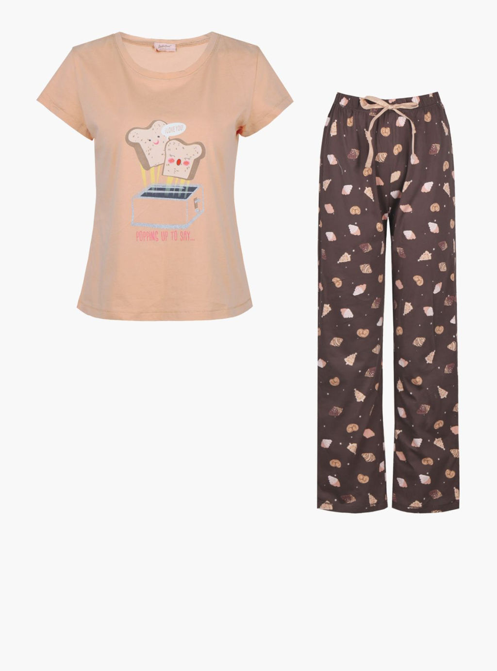 Пижама домашняя Indefini футболка и брюки из хлопка с принтом фото 6