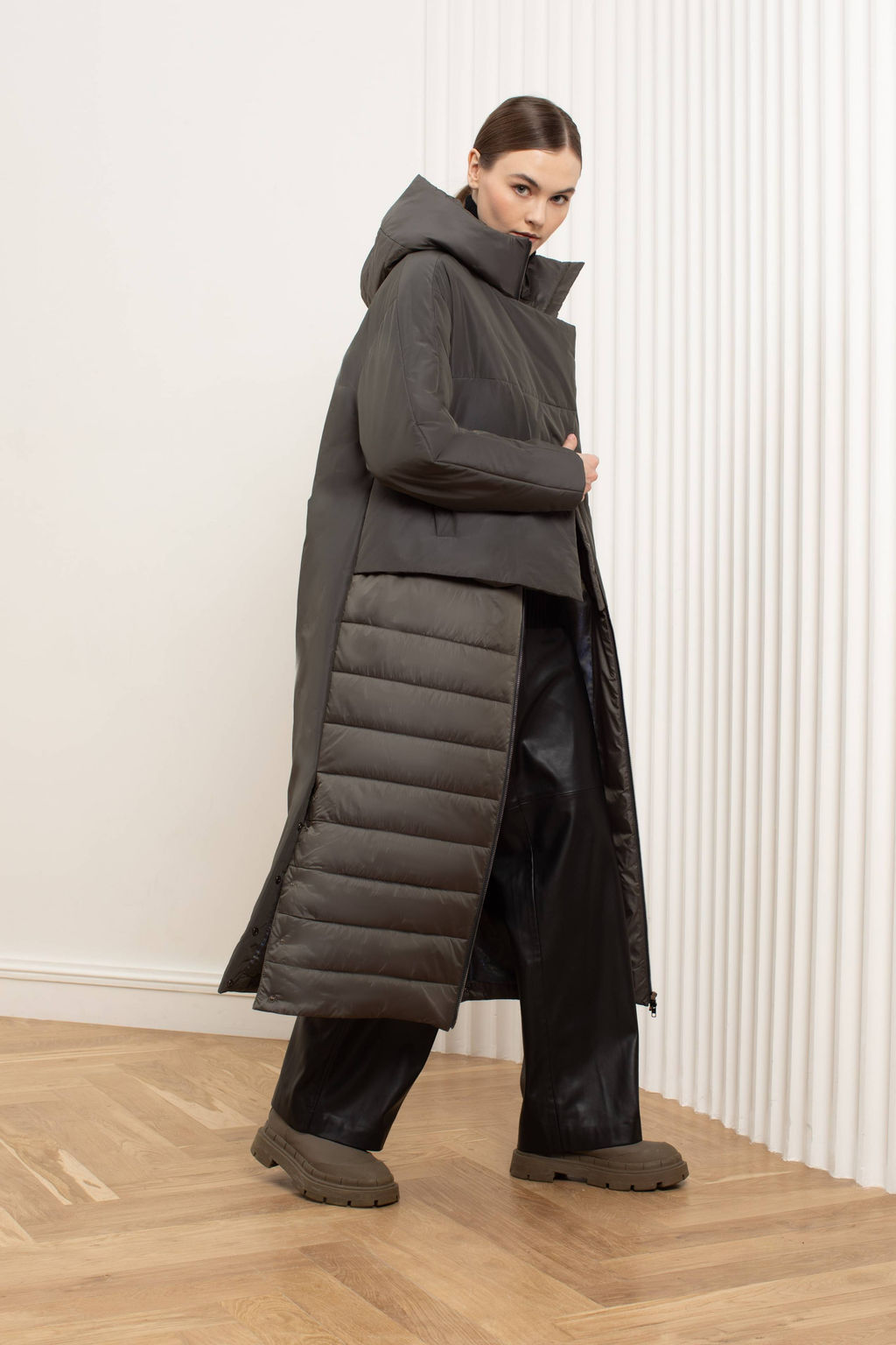 Пальто женское арт. 262W, оливка темная, р. 48 - Ultramarine фото 3