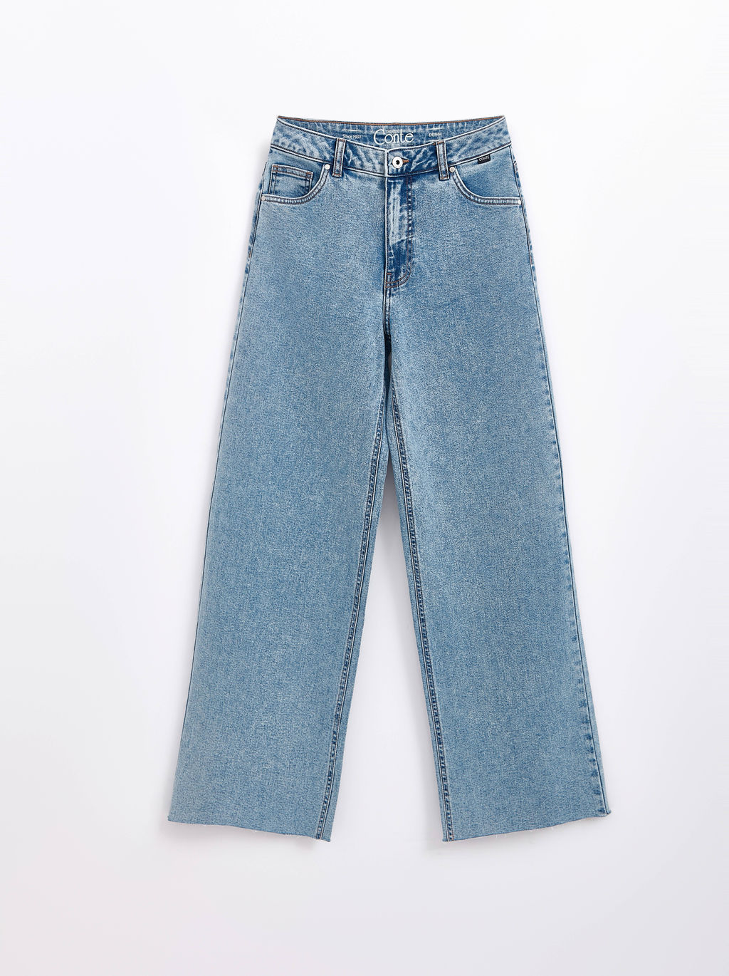 CONTE CON-637 Широкие джинсы wide leg с необработанным краем light blue