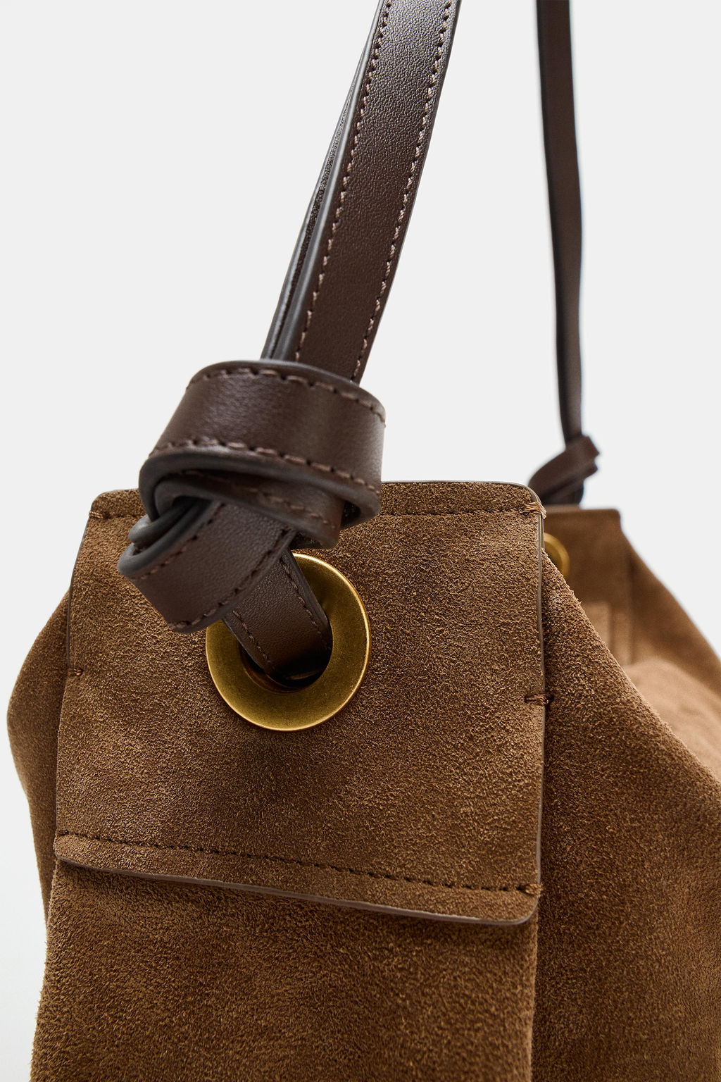 BOLSO DE MANO PIEL ALARGADO / ARENA/MARR?N - Zara фото 7