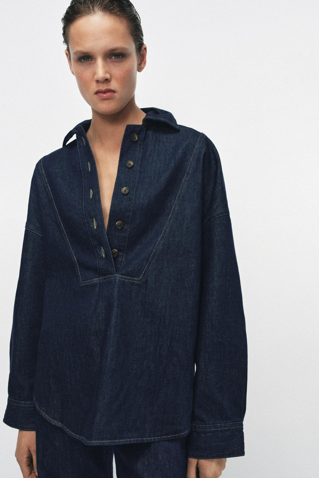 CAMISA DENIM ZW COLLECTION / Azul - Zara фото 10