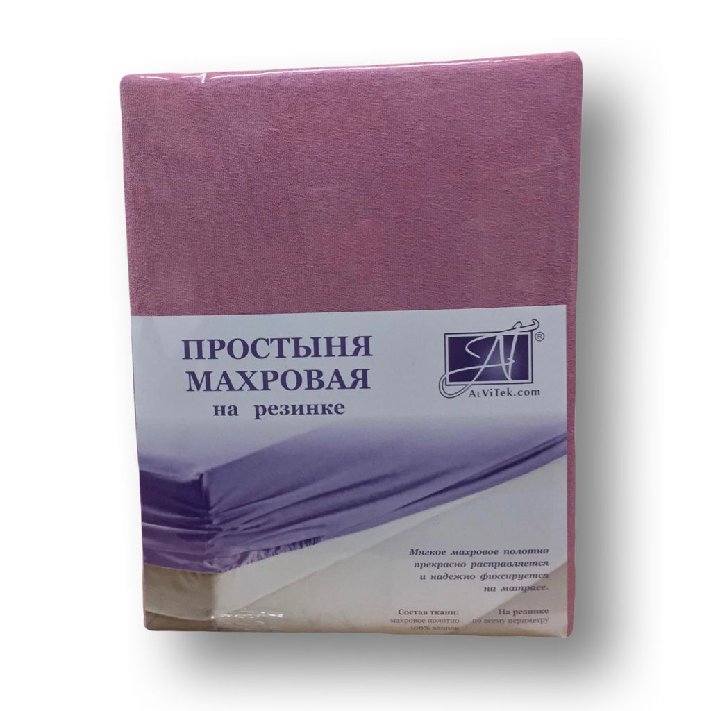 ПМР-СР-180(180) Сухая Роза простыня махровая на резинке 180х200+20