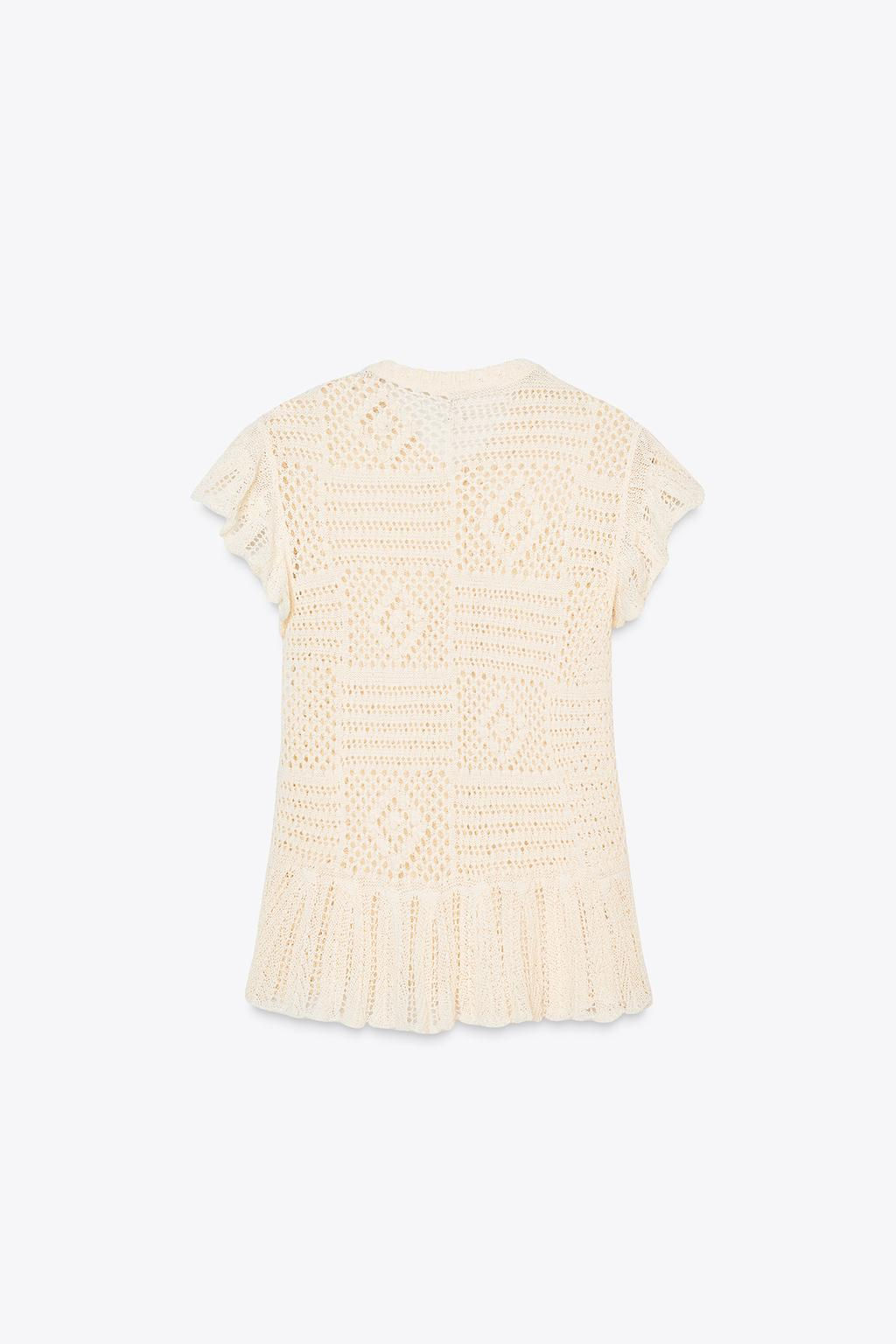 POINTELLE KNIT CARDIGAN WITH RUFFLES - Zara фото 5