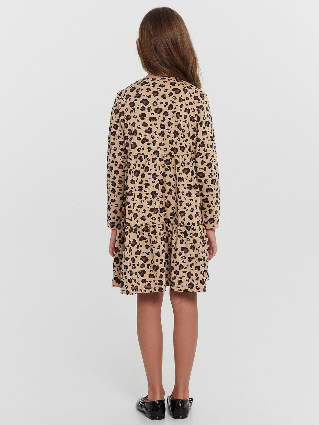 Платье для девочек бежевое с леопардовым принтом - Mark formelle фото 3