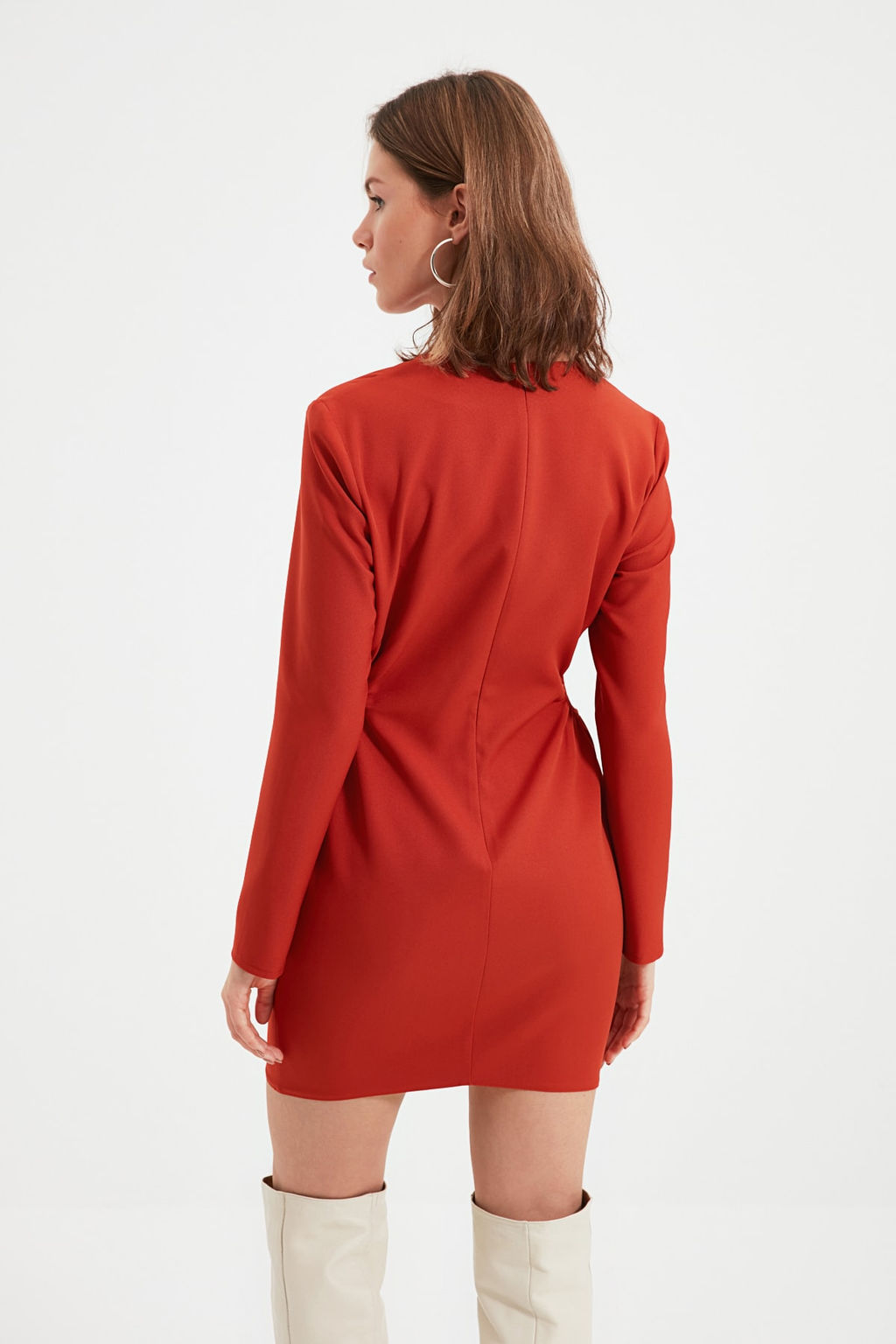 Kiremit Petite Cut Out Detayl? Elbise TWOAW22EL0818 - Trendyolmilla фото 5