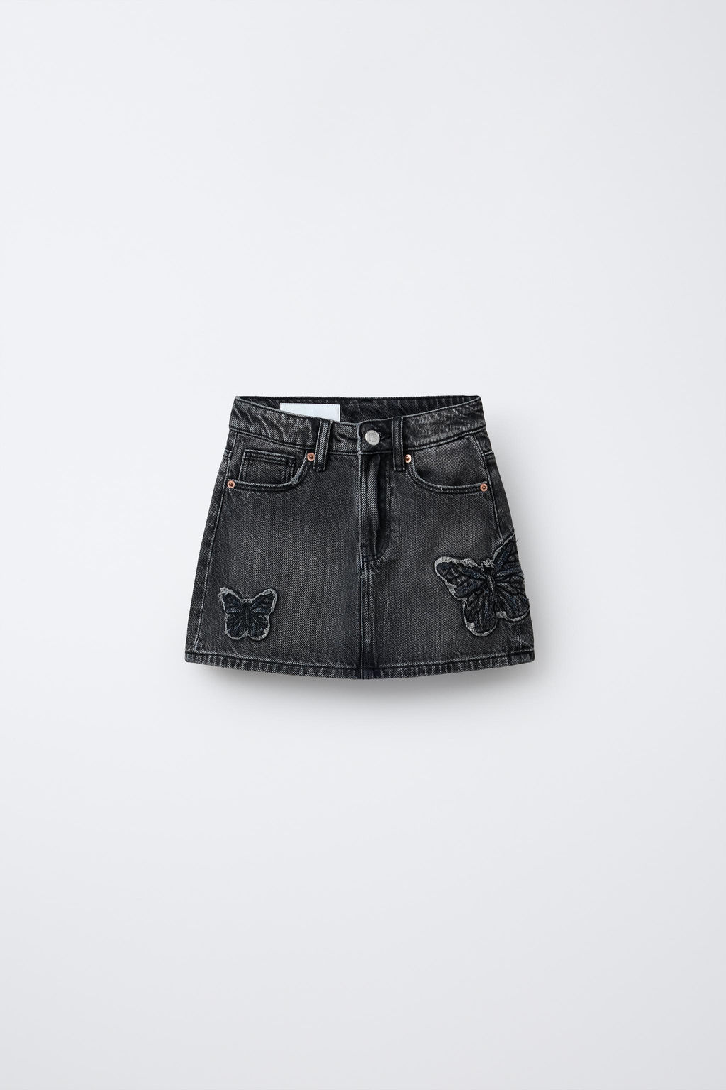 EMBROIDERED BUTTERFLY DENIM SKIRT