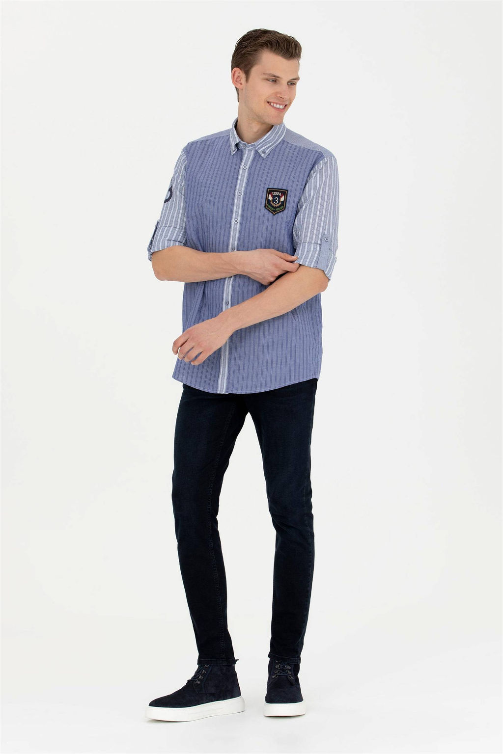 Мужская темно-синяя рубашка с длинным рукавом - U.s. polo assn фото 4