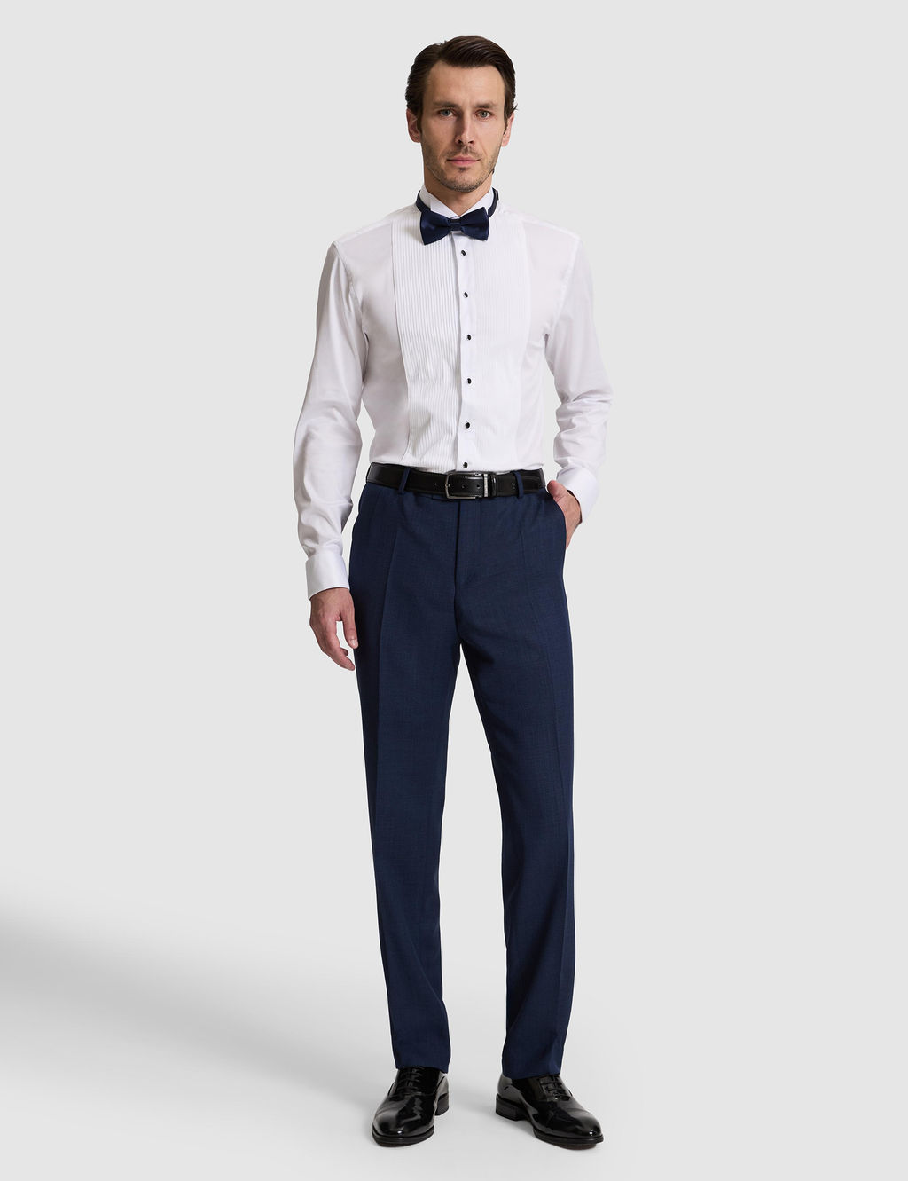 Beyaz Slim Fit _n_ Pliseli Duble Man_et Pamuk Kar___ml_ Smokin G_mlek