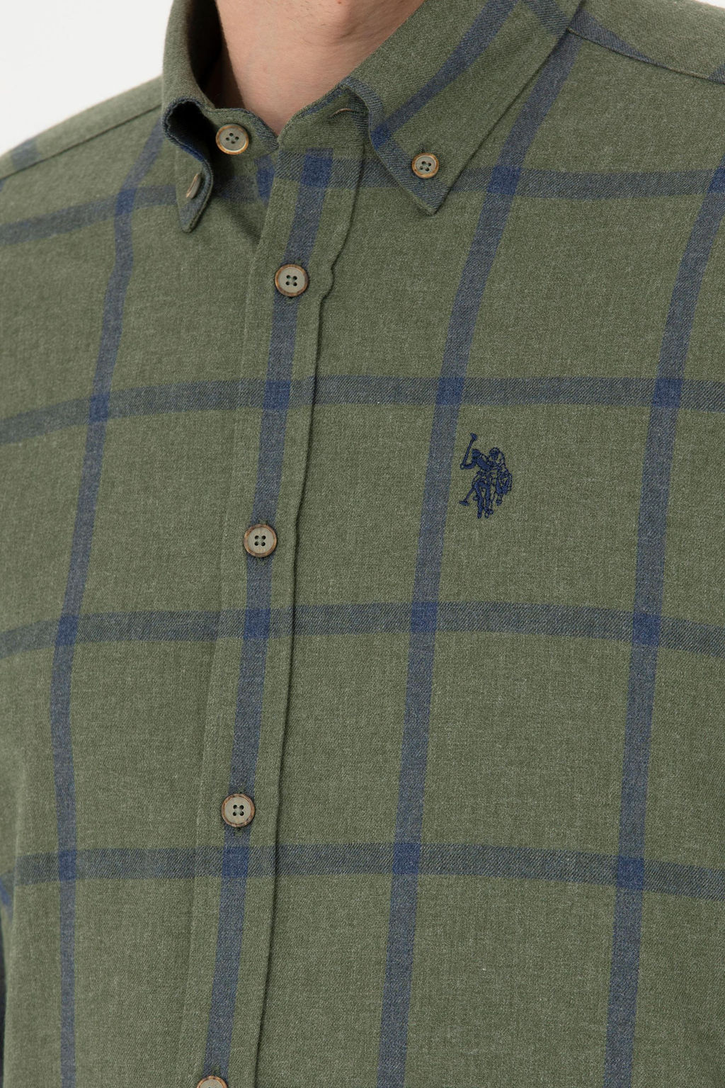 Мужская рубашка цвета хаки с длинным рукавом - U.s. polo assn фото 14
