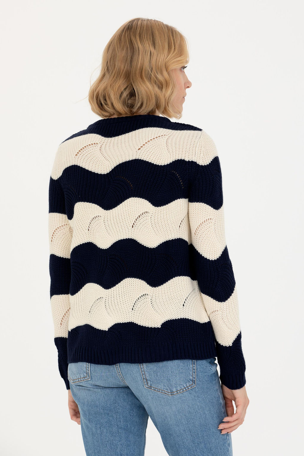 Kad_n Lacivert Bisiklet Yaka Kazak