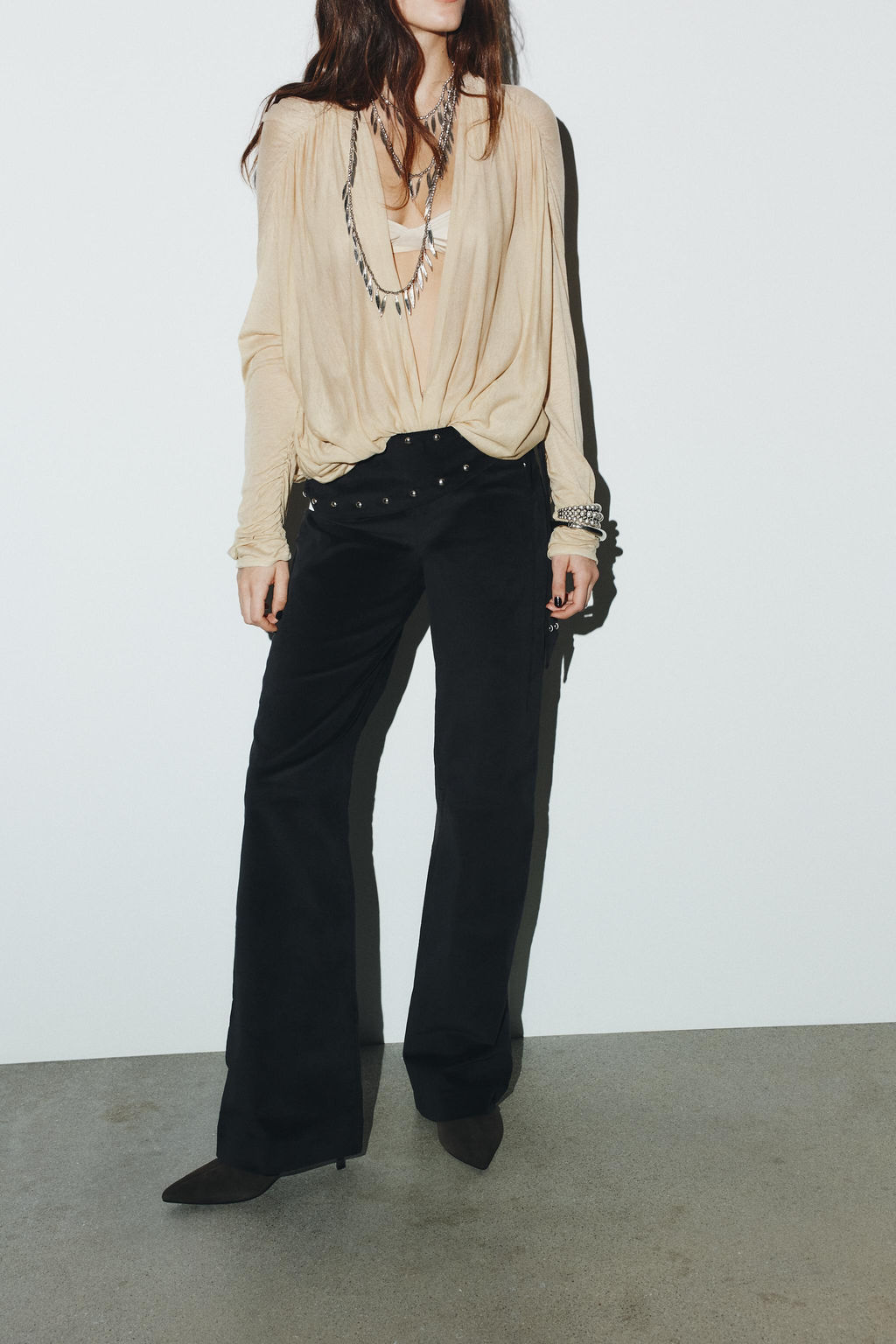 FLARE PAREO TROUSERS WITH STUDS