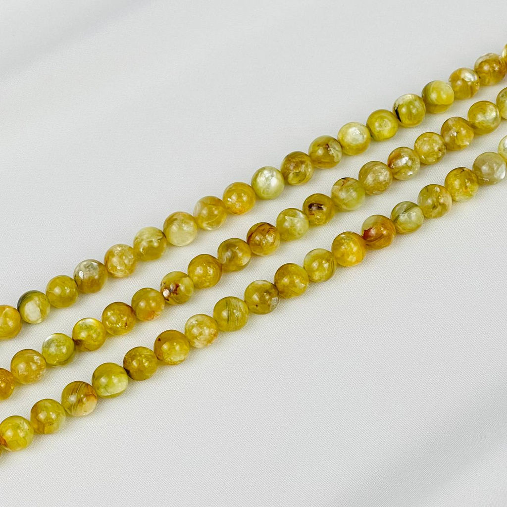 Бусины для украшений из Мусковита (Лепидолит желтый) (46 бусин) 38 см