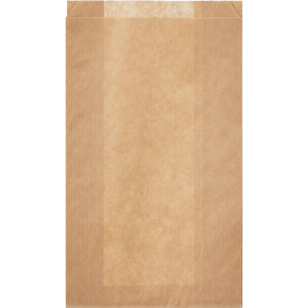 Пакет бумажный 140х60х245 мм, 40 гр/м2,V-дно,полосатый крафт 40гр,800шт/уп