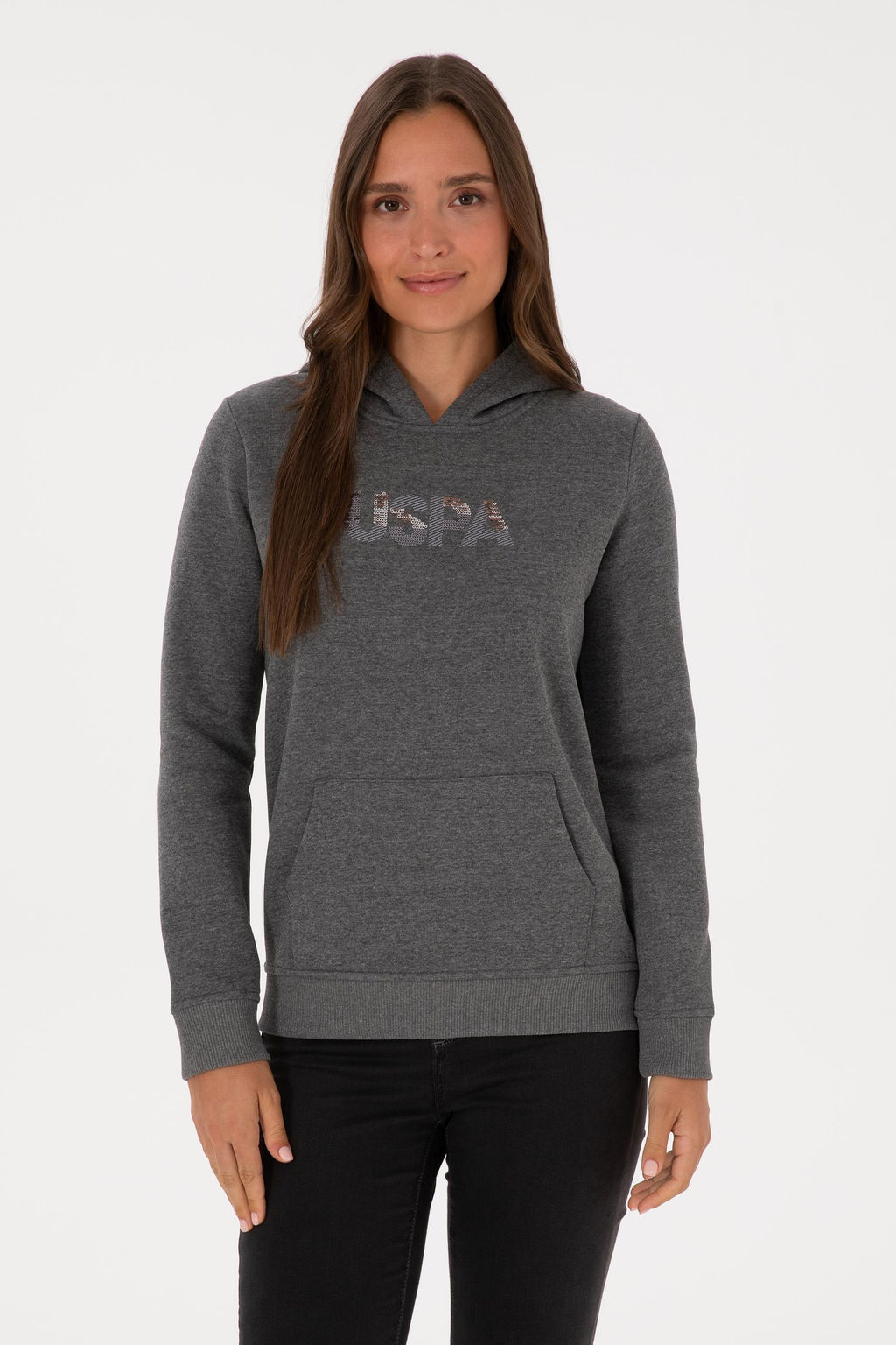 Kad_n Antrasit Melanj Basic Sweatshirt Sepette S_rpriz _ndirim - U.s. polo assn фото 3