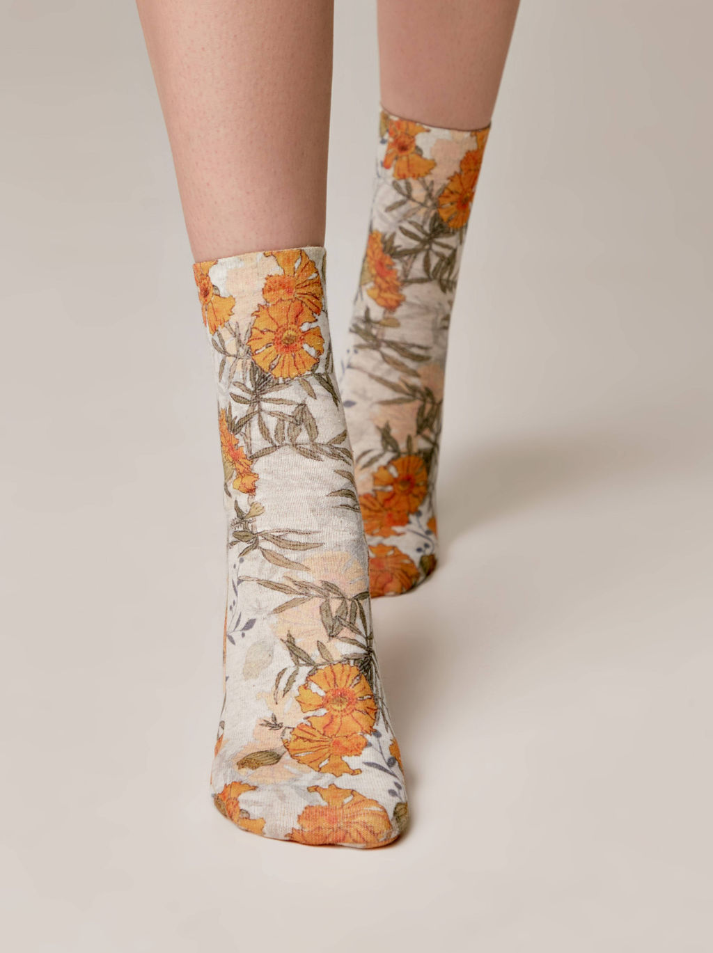 Цена за 2 пары. Носки Классические CONTE Носки с принтом FANTASY из смесовой пряжи с хлопком и льном желтый - Conte elegant фото 3