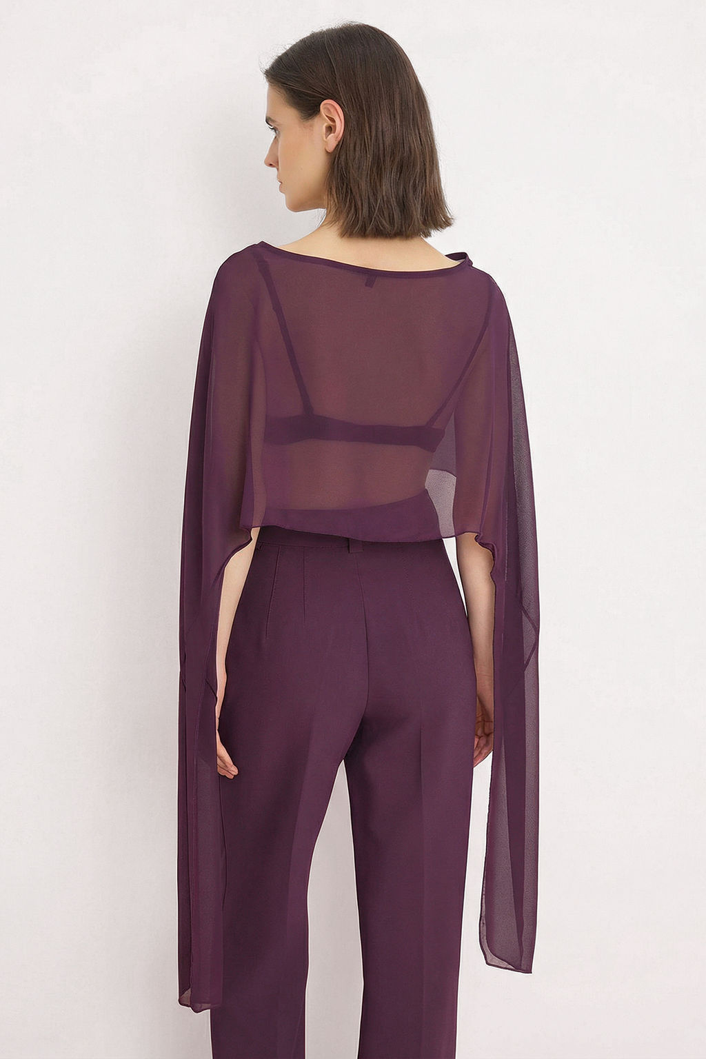 Murdum Duz Kay?k Yaka Kolsuz Dokuma Sifon Party Bluz TPRSS26BZ00055