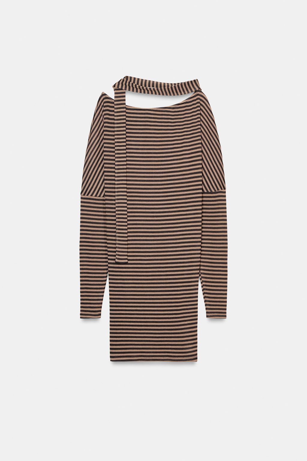 VESTIDO RAYAS CINTUR?N / Marr?n / Crudo - Zara фото 2