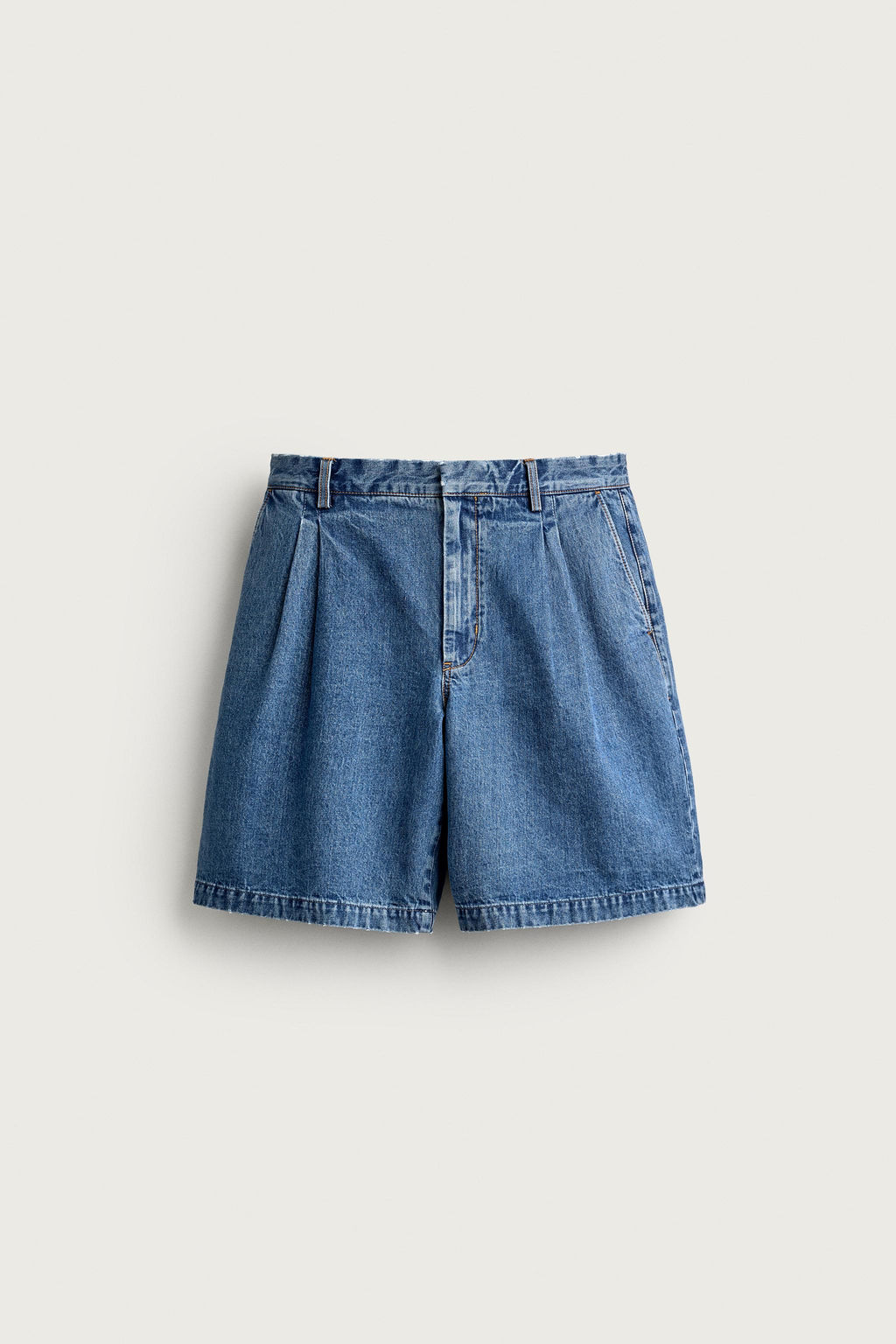 BERMUDA DENIM REGULAR FIT PLIEGUES / Azul medio - Zara фото 6
