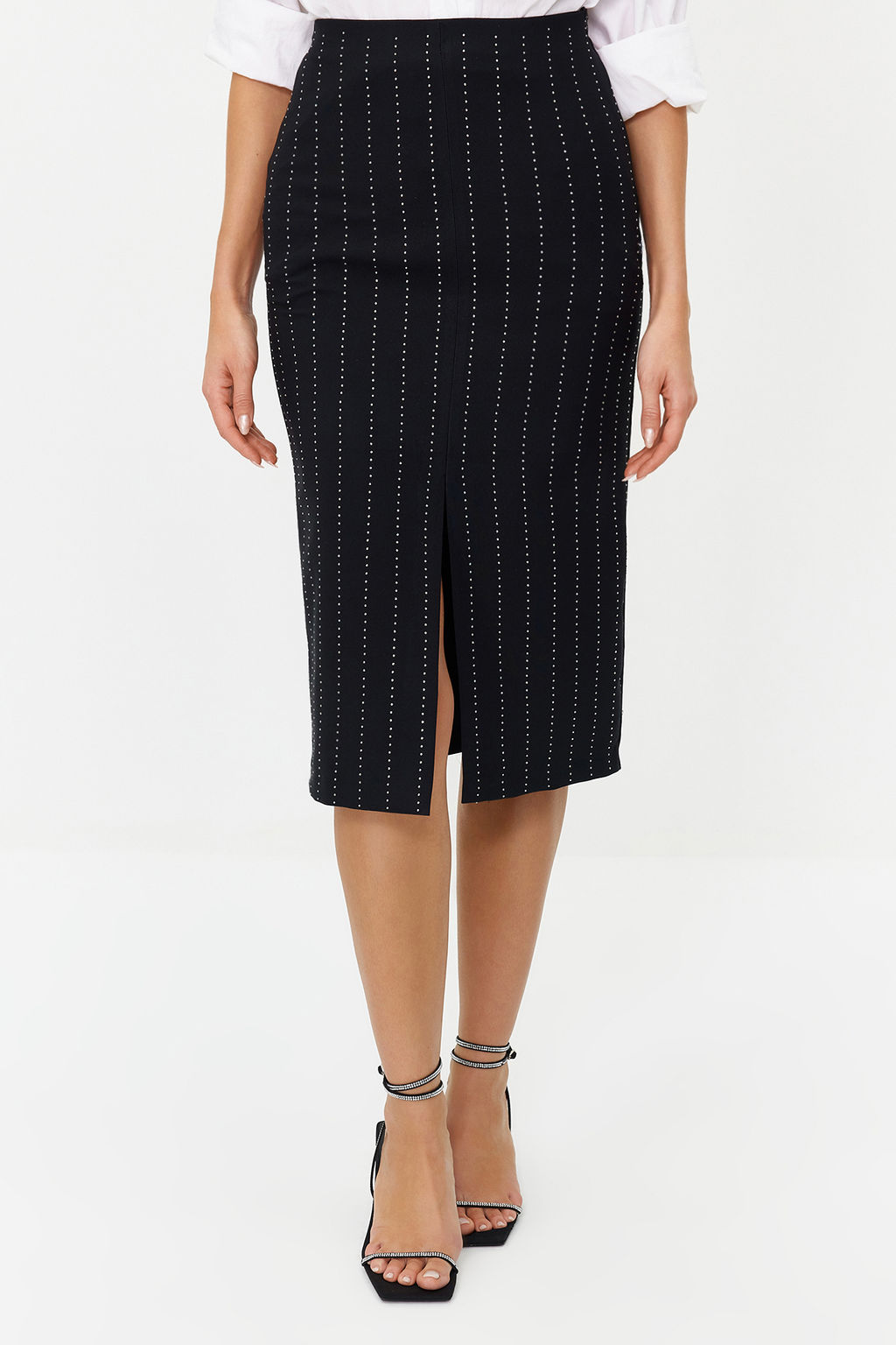 Siyah Vucuda Oturan Parlak Tasl? Dokuma Etek TPRSS24ET00002 - Trendyolmilla фото 4