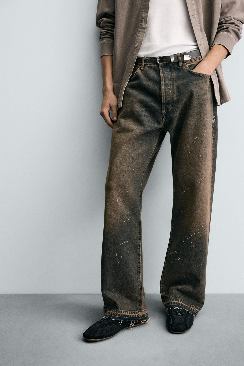 LOOSE FIT JEANS WITH PAINT SPLATTER - Zara фото 5
