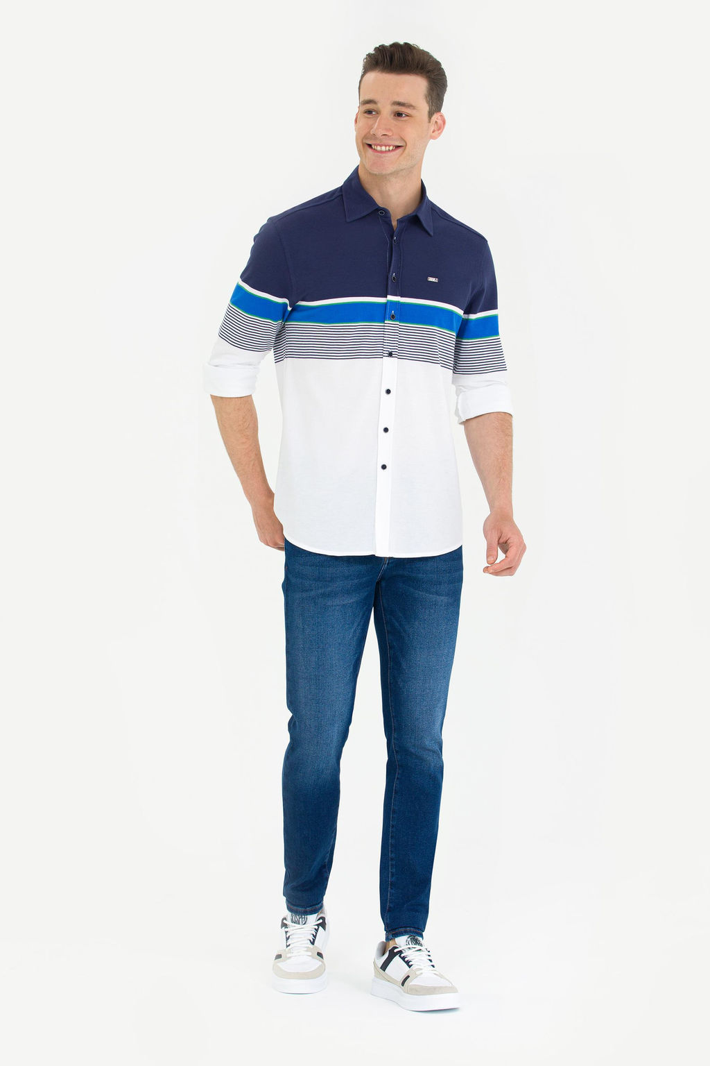 Мужская темно-синяя рубашка с длинным рукавом - U.s. polo assn фото 4