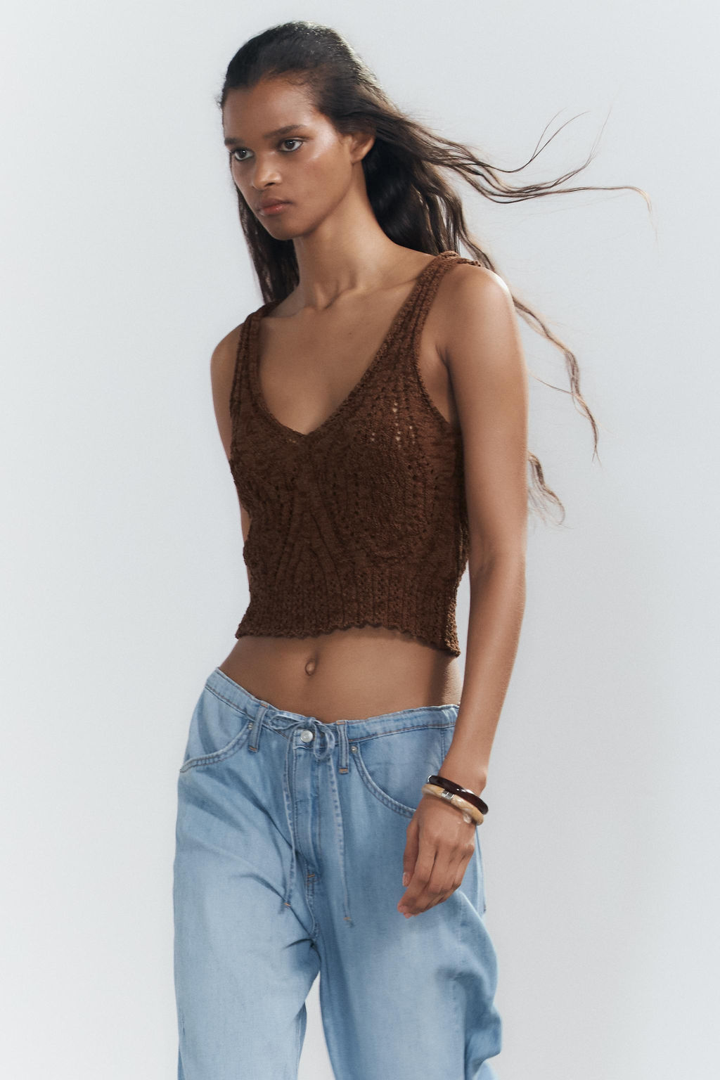 DRAWSTRING LOOSE-FITTING DENIM TROUSERS - Zara фото 18