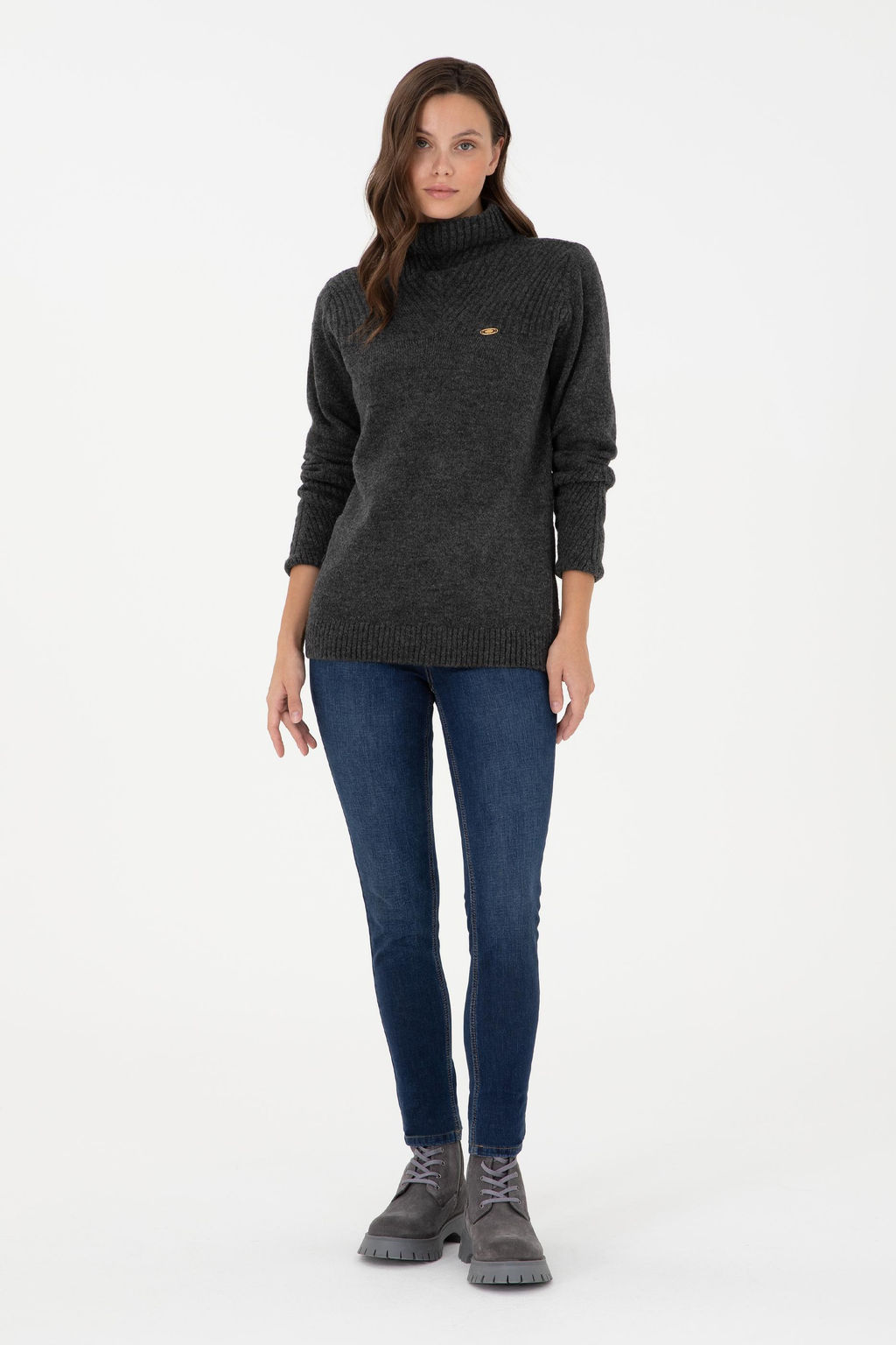 Женская водолазка антрацитового меланжевого цвета Неожиданная скидка в корзине - U.s. polo assn фото 4